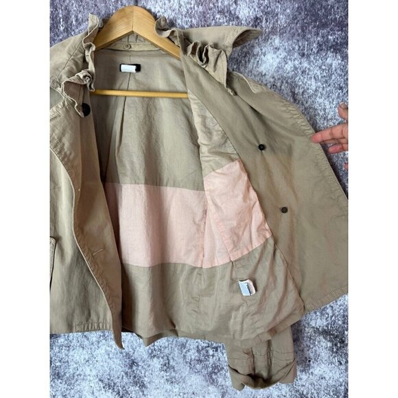 J. Crew Jacket Womens Sz 4 Khaki Pea Coat Double Breasted Cotton Stretch Preppy - Picture 10 of 12